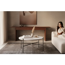 STOLIK KAWOWY Metalowy Blat Biały Płyta MDF  STK-930